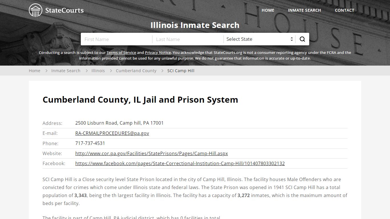 SCI Camp Hill Inmate Records Search, Illinois - StateCourts