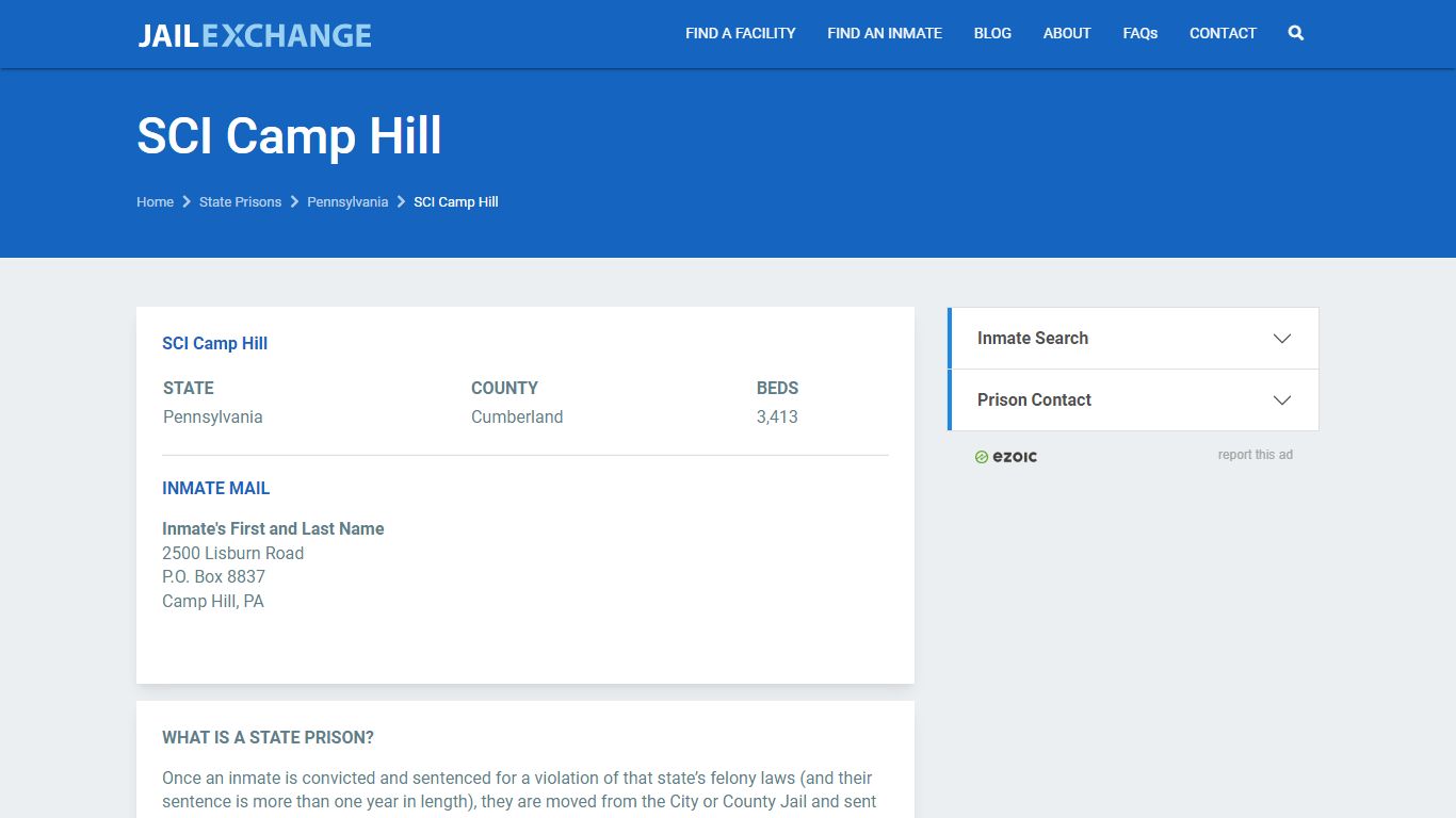 SCI Camp Hill Prisoner Search | Visitation, Mail, FAQ ...